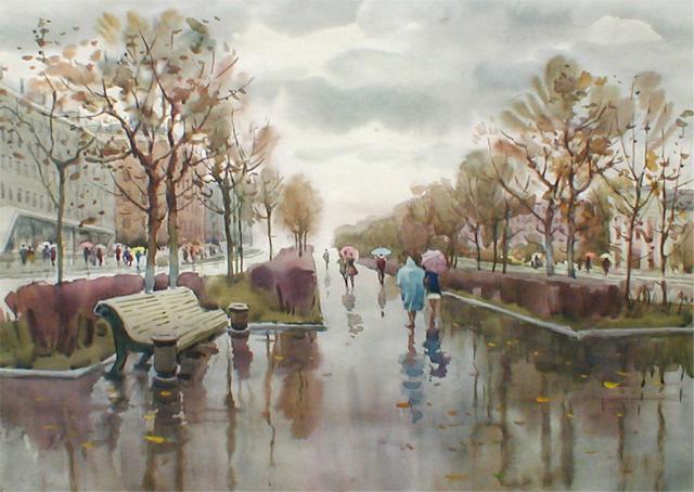 Югаткин А.А. Ленинский проспект после дождя. 1978 Югаткин А.А. Ленинский проспект после дождя. 1978
